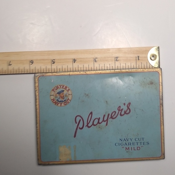 FABULOUS Vintage Players Cigarette Tin Flat 1950s Tobacco Navy Cut Cigarettes - Picture 6 of 7